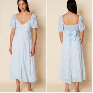 Faithful the Brand women’s Charlize Midi dress blue white gingham midi size 2